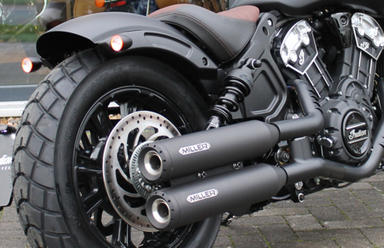 NEU: MILLER  YUMA III  / EURO 5  - SlipOn / Edelstahl silber / Indian Scout 1133 ccm / EG-BE