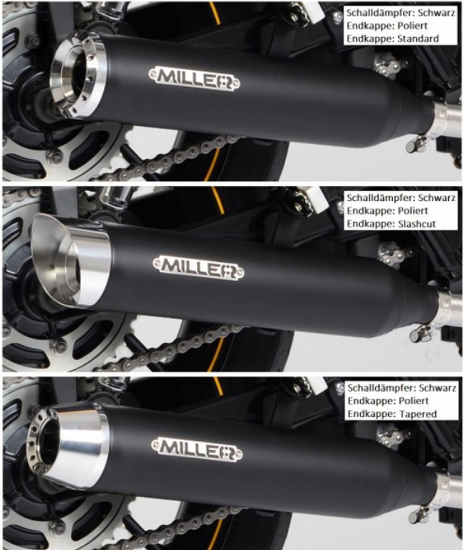 MILLER - DAKOTA - 2-2 / schwarz / Harley DYNA LOW RIDER S / 110 cui / SlipOn / EG-BE