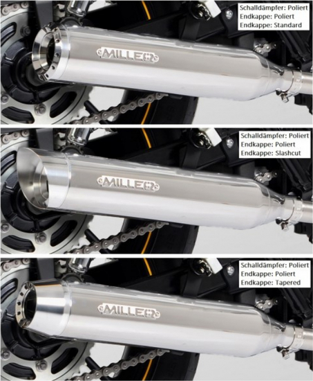 Preview: Miller - Offset Hellcat - Komplett - Auspuffanlage - Edelstahl silber / Softail Modelle - 2000 - 2007 / EG-BE