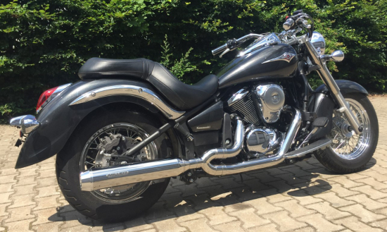 MILLER -  IMPALA - Kurz - schwarz-matt / 2-2 - Komplett-Anlage - mit KAT / Kawasaki VN 900 / EG-BE