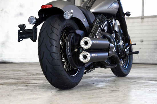 Black: MILLER  Omaha  / EURO 5 - SlipOn / black - silber / Indian - Chief Dark Horse - Bobber / 116 cui / EG-ABE