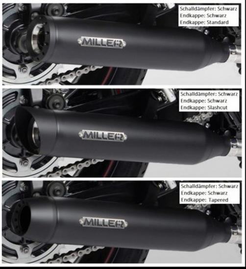 Black Sale: MILLER - Silverado III - SlipOn - black-black / Harley Sportster XL 883 / 1200 / ab 2017 / EG-BE