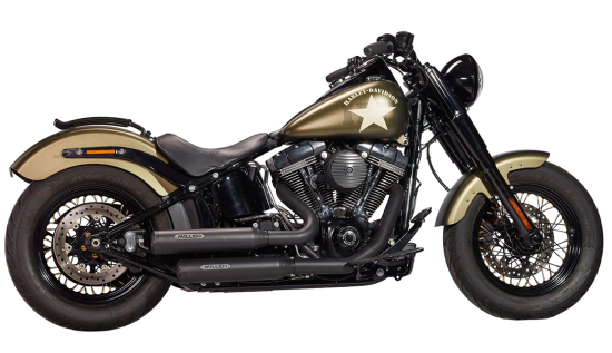 Miller - Offset Hellcat - Komplett - Auspuffanlage - Edelstahl black / Softail Modelle - 2000 - 2007 / EG-BE