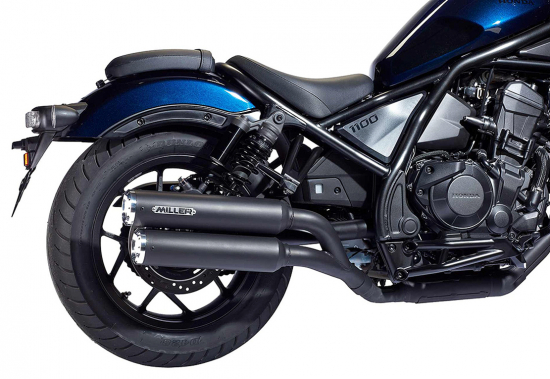Preview: NEU: MILLER - 2-2 - STORMBREAKER - black + silber / Honda CMX 1100 Rebel / 2 in 2 - SlipOn - bis 2025 / EG-BE