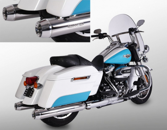 MILLER - MONTANA - silber - 2-2 SlipOn / HD Softail Fat Boy / silber / EG-BE