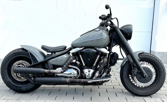 MILLER - Empire Komplettanlage - Edelstahl schwarz + schwarz-matt / Yamaha XV 1600 Wildstar / EG-BE