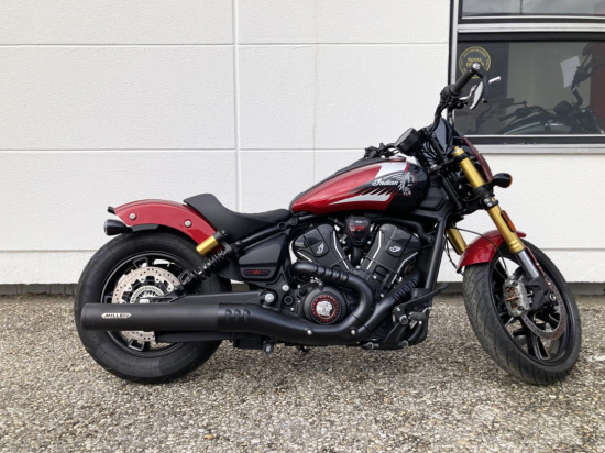 Preview: MILLER - YUKON - SlipOn / Edelstahl schwarz-matt - EURO 5+ / Indian Scout - 1250 ccm / EG-BE