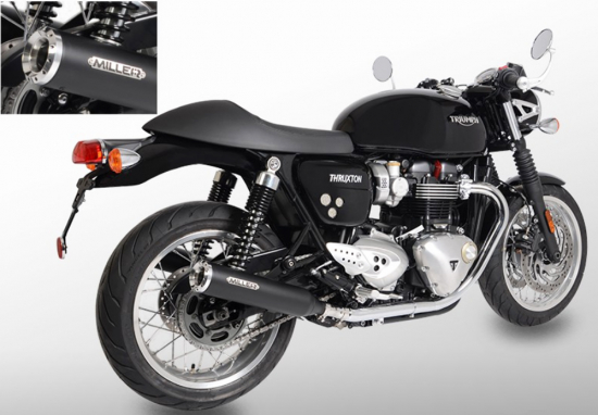 Vorführer: MILLER "COMMODORE" / EURO 4 - SLIP ON-Anlage / schwarz / Triumph Truxton R / ABE