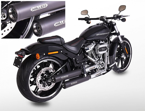 MILLER - Independence - schwarz -2-2 / EURO 4 / Harley Slim / SlipOn Auspuff 107 CUI / ABE