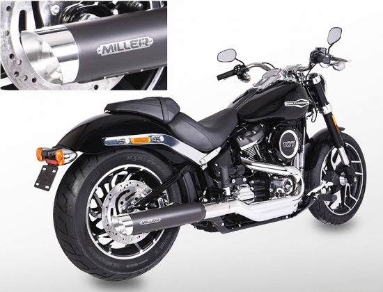 MILLER - Destiny  - schwarz - 2-1 - SlipOn - Euro 5 / HD Softail SportGlide / FLSB / 107 CUI / ab 2021 / ABE