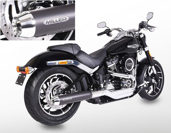 MILLER - Destiny  - schwarz - 2-1 - SlipOn - Euro 5 / HD Softail SportGlide / FLSB / 107 CUI / ab 2021 / ABE