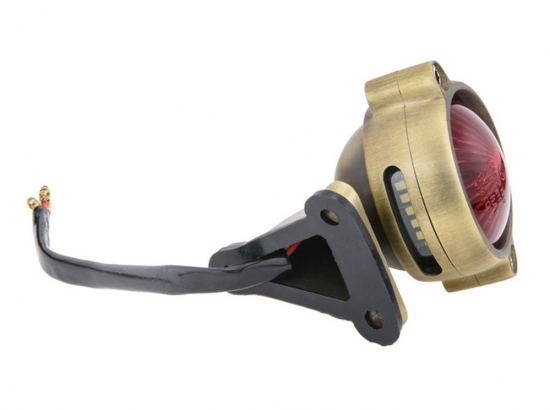 LED Vintage - Rücklicht - Bullet Style 2 / Messing / mit Halter / E-Zeichen