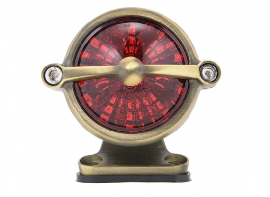 LED Vintage - Rücklicht - Bullet Style 1 / Messing / mit Halter / E-Zeichen