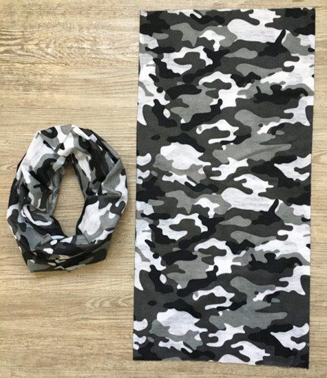 BR - Halstuch - Multifunktionstuch - CAMOUFLAGE - schwarz-grau-weiß / 9 in 1 Multi / mehrfarbig