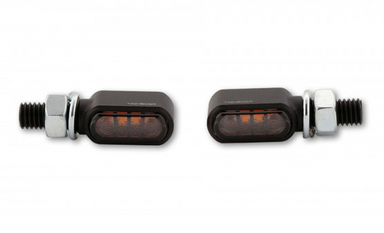 HS - LED Blinker - Little Bronx / Alu schwarz - dunkles Glas / 1 Paar / alle Bikes / E-geprüft