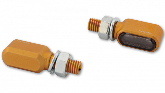 HS - LED Blinker - Little Bronx / Alu gold - dunkles Glas / 1 Paar / alle Bikes / E-geprüft