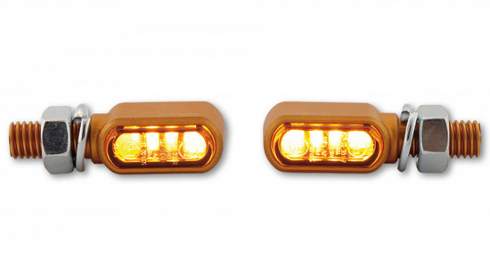 HS - LED Blinker - Little Bronx / Alu gold - dunkles Glas / 1 Paar / alle Bikes / E-geprüft