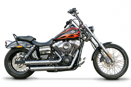 PENZL Neo Classic Auspuffset + Krümmer - versetzt / verstellbar / chrom / Harley Dyna  / 06 - 16 /ABE