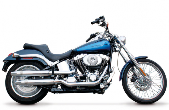 PENZL Neo Classic Auspuffset + Krümmer - versetzt / verstellbar / chrom / Harley Softail  + Breakout / 08 - 16 /ABE
