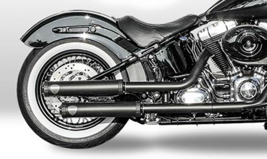 PENZL Retro Line - Auspuffset verstellb. / black-black / Harley Fat Boy & Nostalgia / Deuce / EG-BE