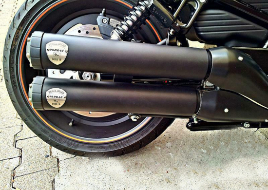 Black Black - PENZL - Retro  Classic - V2-Speed - Auspuffset / elektronisch verstellb. / schwarz / Night Rod / 400 x 80 mm / EG-BE
