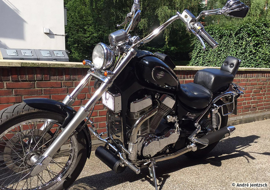 PENZL - RETRO - Auspuff-verstellbar. / schwarz - matt/ 400 - 90 mm / Suzuki VS 1400 / ABE