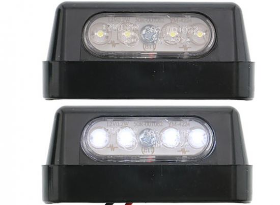 Preview: LED - Kennzeichenleuchte klein / schwarz - universal / E-Zeichen