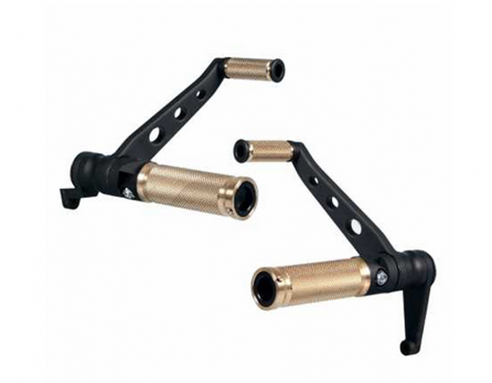 TB Fußrastenanlg. / BASE BRASS / Alu schwarz / Harley Sportster 2003 - 14 / TÜV