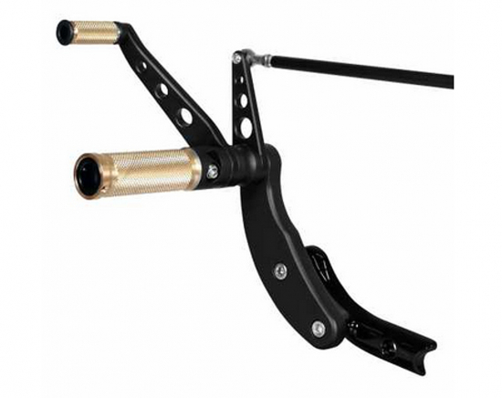 TB vorverlegt. Fußrastenanlage / BASE Brass / Harley Softail / 2000 - 17 / TÜV