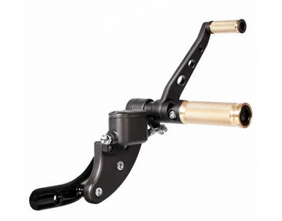 TB vorverlegt. Fußrastenanlage / BASE Brass / Harley Softail / 2000 - 17 / TÜV