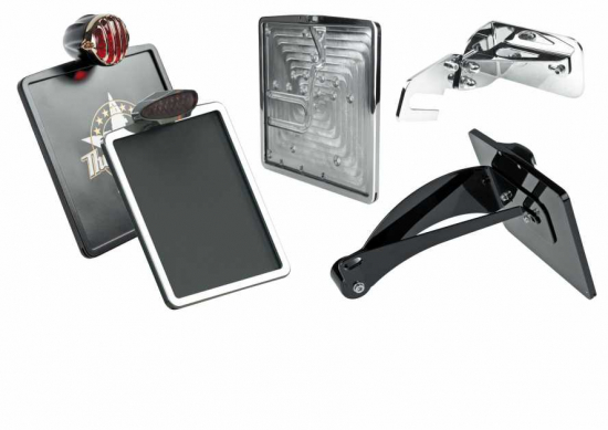 seitl. BR - Kennzeichenhalter -  silber beschichtet / Suzuki VL / M / C 800 / Kompl. Set / Tüv