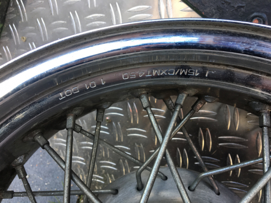 Hinterrad - Felge, gebr. / 4,5 x 15" - YAMAHA XVS 1100 / Chrom - Top-Zustand