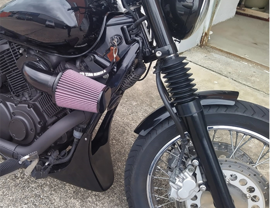 Nur bei uns: BR Frontfender - Yamaha XVS 650 /1100 Custom - "Steel schwarz glänzend* Roadkiller "shorty" kurz / mit Halter