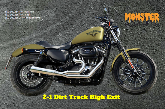 BSL 2-1 Dirt Track High Exit Auspuff / poliert / Sportster / bis 2016 / TÜV