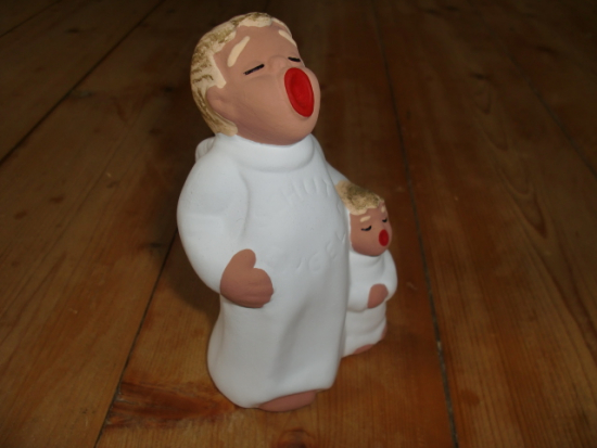 ROT CERAMIC Weihnachtsengel / Schutzengel mit Engelkind / Engel / ca. 11 cm