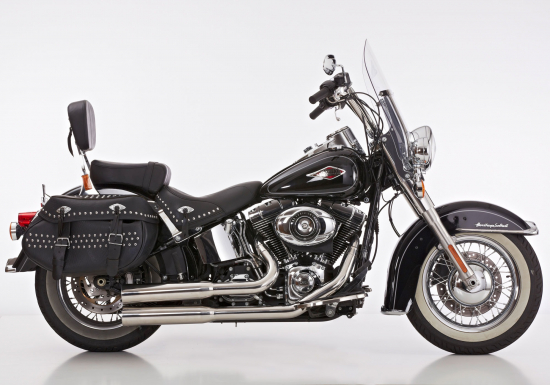 FALCON Double Groove / Komplettanlage / silber poliert / HD SOFTAIL / ab 2017 / EG-BE