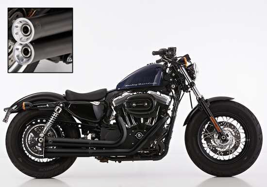 FALCON Double Groove  / HD Sportster XL 883/1200 / Komplettanlg. / KAT / black / 2014 - 17 / Eu 3 / ABE