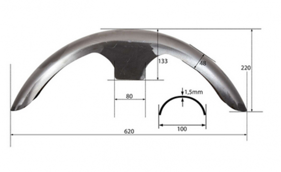 HA Frontfender / Stahlblech 1,5 mm / 97 mm b / roh / universal / kein Tüv notwendig