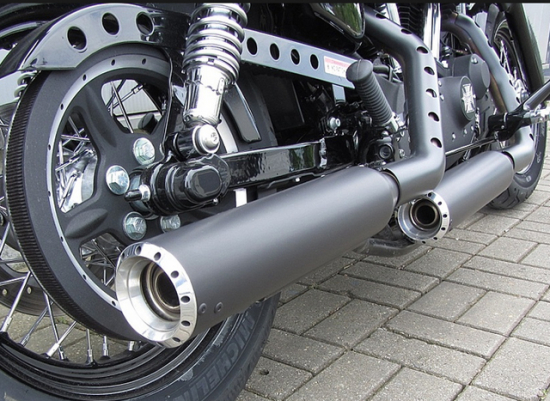 NEU! MILLER - Silverado - SlipOn - schwarz-matt / Harley Sportster XL 883 / 1200 / 86 - 03 / EG-BE