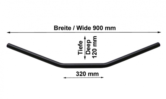 HH Lenker X-Wide / 3 Loch-Bohrung / 1" / 25,4 mm / 900 mm / schwarz-matt / Tüv