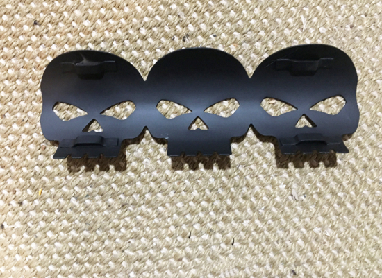 HH Hitzeschutzblech - Auspuff - Skull - schwarzmatt / 225 mm x 70 mm