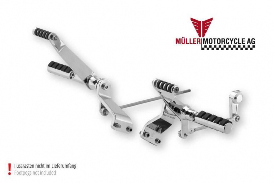 PW Stahl-Fußrastenanlage HD Sportster, ab Bj. 2004, 300 mm vorverlegt, verchromt, Tüv-Gutachten