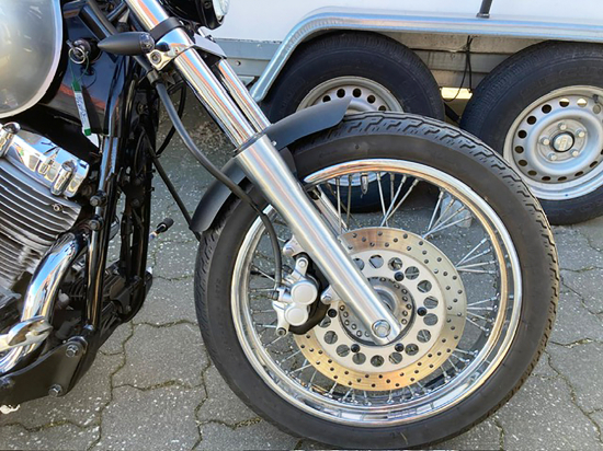 Nur bei uns: BR Frontfender - Yamaha XVS 650 /1100 Custom - "Steel schwarz feine Struktur* Roadkiller "shorty" kurz / mit Halter