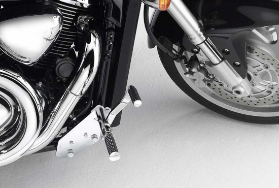 MB vorverl. Fußrasten / 12 cm / Sundance Look gefräst / kurz / chrom / SUZUKI M 1500 R Intruder / Tüv