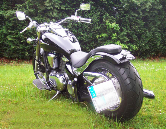 MB - Custom - Heckfender - Stahlblech roh + Fenderstruts chrom / Kawasaki VN 900 Custom + Classic / Tüv