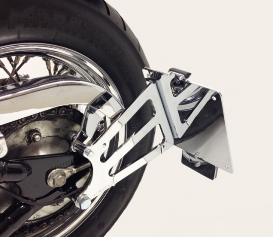 seitl. MB-Kennzeichenh. Kompl.-Set / chrom / KAWASAKI VN 800 Custom + Classic / TÜV
