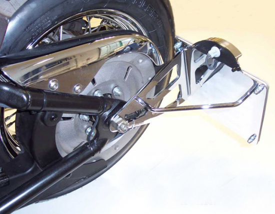 seitl. MB-Kennzeichenh. Kompl.-Set / chrom / KAWASAKI VN 900 Custom + Classic / TÜV