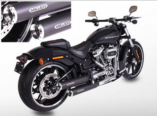 MILLER 2-2 / black / EURO4 / Harley Softail Deluxe / SlipOn Auspuff 107 CUI - MW8 / ABE