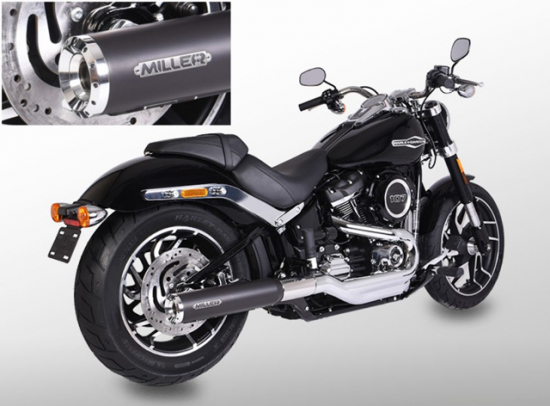 MILLER - Independence - 2-1- schwarz - SlipOn / EURO4 / Harley SPORT GLIDE - FLSB / 107 CUI / EG-ABE