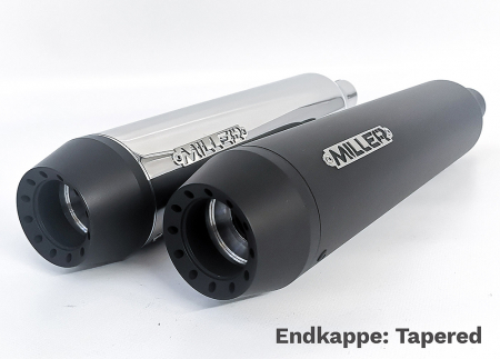Black Sale: MILLER 2-2 - Independece / schwarz-matt / Harley Softail Standard / SlipOn / 107 CUI / EG-BE